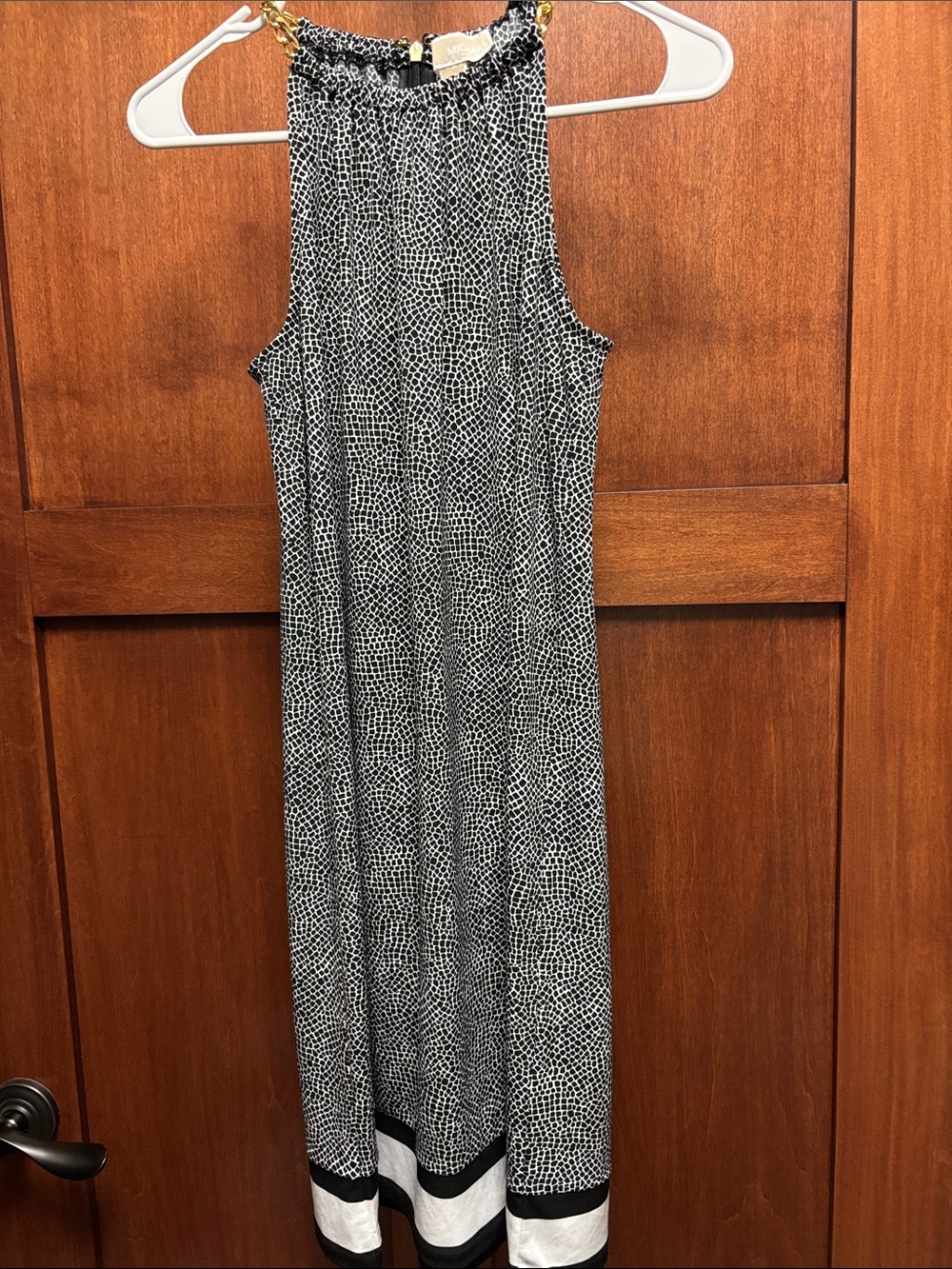 MICHAEL Michael Kors Black and White Halter Maxi Dress